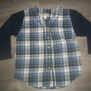 womens plaid thermal sleeve button top.size small